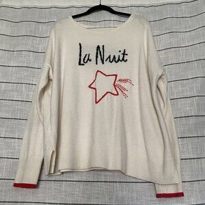 LOFT Cream Sweater with Red Star and Black La Nuit XL